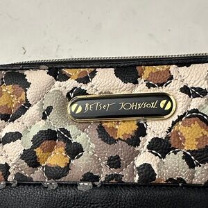 Betsey Johnson Black and Brown Quilted Clutch